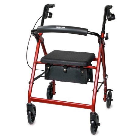 4 Wheel Rollator McKesson Adjustable Height / Folding Aluminum Frame