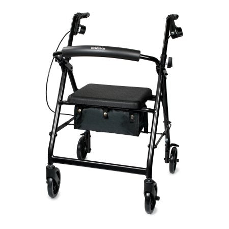 4 Wheel Rollator McKesson Adjustable Height / Folding Aluminum Frame