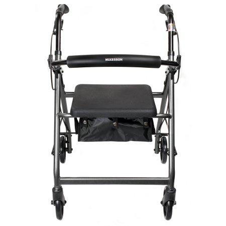 4 Wheel Rollator McKesson Adjustable Height / Folding Aluminum Frame