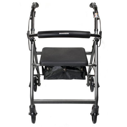 4 Wheel Rollator McKesson Adjustable Height / Folding Aluminum Frame