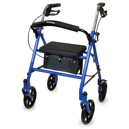 4 Wheel Rollator McKesson Red Adjustable Height / Folding Steel Frame