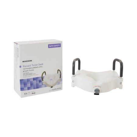 Raised Toilet Seat McKesson 5 Inch Height White 300 lbs. Weight Capacity